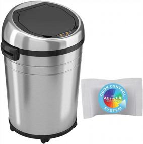 img 4 attached to Stainless Steel ITouchless Glide Trash Can With Sensor, 18-Gallon Capacity, Odor Control, And Built-In Wheels