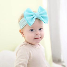 img 1 attached to 🎀 12 Pack Wide Nylon Headbands Hairbands with Elastic Big Bow - Dizila Turban Headwraps Hair Accessories for Baby Girls & Newborns - Infants, Toddlers, Kids