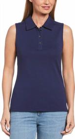img 2 attached to Rafaella Women'S Solid Rib Knit Sleeveless Polo Shirt