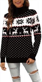 img 4 attached to LYHNMW Women'S Christmas Sweater With Snowflakes And Reindeer Design, Long Sleeves, And Knit Fabric For Holiday Pullover Tops