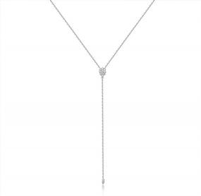 img 4 attached to Graceful Sterling Silver Y-Shaped Lariat Necklace With Delicate Waterdrop Detail