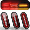tinpec 2pcs oval led trailer tail lights: waterproof, stop brake, turn signal lights for trailers trucks rvs (red and yellow) logo