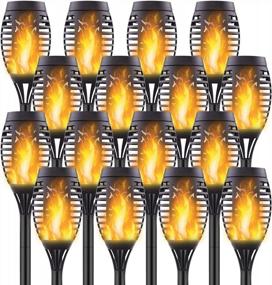 img 4 attached to 16 Pack Upgraded Solar Lights Outdoor, Flickering Flames Torch Landscape Decoration Dancing Flame Pathway Yard Garden Auto On/Off Dusk To Dawn Waterproof Mini Solar Lights