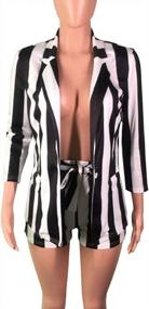img 1 attached to Women'S 2 Piece Striped Blazer Jacket And Shorts Suit Set Clubwear Outfit