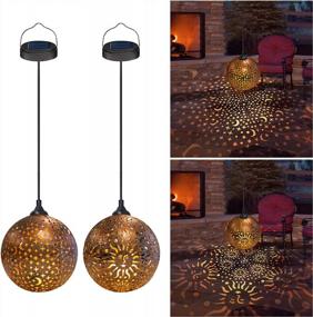 img 4 attached to Decorative Solar Lanterns For Outdoor Hanging - Waterproof Metal Moon Sun Design For Garden, Patio, Pathway And Yard - Bronze