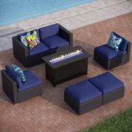 experience ultimate outdoor comfort with phi villa 7-piece patio furniture set including gas fire pit table logo