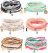 milacolato 6pcs boho stackable bracelets set multilayered comfortable stretch charm bohemian jewelry for women girls logo