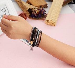 img 2 attached to MILACOLATO 6Pcs Boho Stackable Bracelets Set Multilayered Comfortable Stretch Charm Bohemian Jewelry For Women Girls