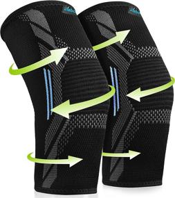 img 4 attached to 🏋️ 2-Pack Knee Brace Sleeves for Knee Pain Women Men - Compression Knee Support for Workouts, Running, Gym, Fitness, Weightlifting | Highly Stretchable Knee Pads for Meniscus Tear, Arthritis, Joint Pain