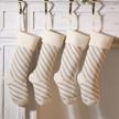 sherrydc large size knitted christmas stockings, 18 inch personalized stripe hanging xmas decorations stockings set logo