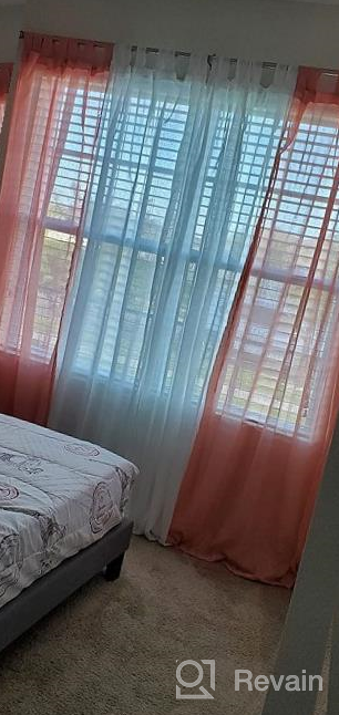 img 1 attached to Casual Elegance For Living Room And Bedroom: H.VERSAILTEX Linen Blended Sheer Curtains, Coral Pink, 95 Inches Length, Textured Woven Drapes For Light Filtering, Tab Top, 2 Panels Set review by Jackie Lopez