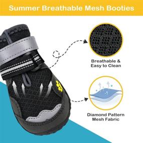 img 1 attached to 🐾 Durable Dog Boots for Hiking and Hot Pavement - Adjustable, Non-Slip, Reflective Paw Protectors by Bowite