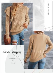 img 2 attached to EVALESS Women's Textured Ruffled Pullover Sweater Crewneck Loose Chunky Knit Jumper Tops