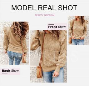 img 1 attached to EVALESS Women's Textured Ruffled Pullover Sweater Crewneck Loose Chunky Knit Jumper Tops