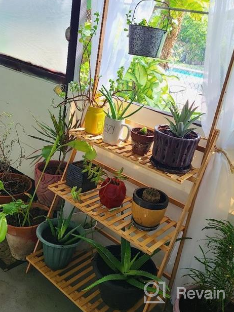 img 1 attached to COPREE Bamboo 3-Tier Hanging Plant Stand: Organize Your Garden In Style! review by Prentice Martin