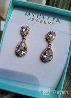 img 1 attached to 💎 Pave Teardrop Earrings: Sterling Silver Double Pear CZ Crystal Rhinestone Bridal Jewelry for Wedding review by Samantha Hervey