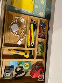 img 5 attached to Bamboo Drawer Organizer Set - Stackable And Versatile For Office, Kitchen, Bedroom, And Bathroom - 6-Pieces In Various Sizes - Maximize Space And Clutter-Free Living