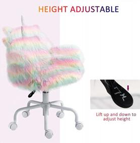img 1 attached to HOMCOM Rainbow Unicorn Office Chair With Mid-Back And Armrest Support, 5 Star Swivel Wheel White Base - Fluffy And Comfortable Design