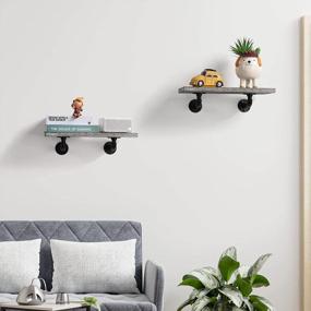 img 1 attached to Rustic Industrial Style LIANTRAL Floating Wall Shelves With Gray-Whitewash Finish For Bedroom And Living Room Decor