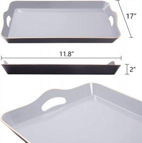 img 2 attached to Stylish Gray Melamine Serving Tray With Handles - Ideal For Living Room & Bedroom Decor, Coffee Table, And Large Ottoman, 17" X 11.8" X 2