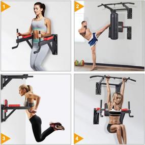 img 3 attached to Get Fit With ONETWOFIT Wall Mounted Pull Up Bar - Multifunctional Strength Training Equipment For Indoor Home Gym Workouts