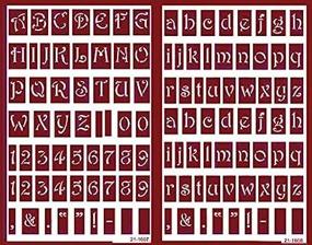 img 4 attached to Reusable Self-Stick Etching Stencils for Glass or Stamping - Bundle of 2, Lowercase Alphabet, Capital Letters, and Numerals