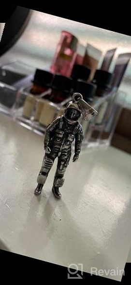 img 1 attached to 🚀 Personalized 3D Goth Stainless Steel Astronaut Pendant Necklace with Spaceman Design - AsAlways, 22" + 2" Chain review by Travis Petty