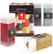 add sparkle to your crafts with arteza's fine glitter set - red, graphite, silver, and gold glitter in 4.5-oz bottles for resin art, school projects, and holiday crafts logo