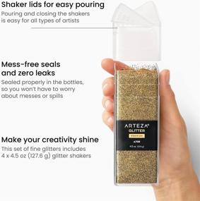 img 1 attached to Add Sparkle To Your Crafts With Arteza'S Fine Glitter Set - Red, Graphite, Silver, And Gold Glitter In 4.5-Oz Bottles For Resin Art, School Projects, And Holiday Crafts