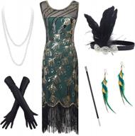 step back in time: be the belle of the party with a 20's vintage peacock dress and fringe accessories set logo