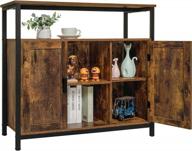 rustic brown 2 door storage cabinet with adjustable shelves, buffet sideboard for dining room, living room, bedroom логотип