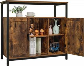 img 2 attached to Rustic Brown 2 Door Storage Cabinet With Adjustable Shelves, Buffet Sideboard For Dining Room, Living Room, Bedroom