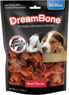 dreambone mini chews with real beef 24 count, rawhide-free chews for dogs, dbb-02442, mini, 24 pieces/pack логотип