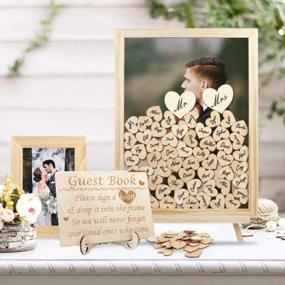 img 4 attached to OurWarm Wooden Picture Frame Guest Book: 80 Blank Hearts Drop Top Frame for Weddings, Anniversaries, and More!
