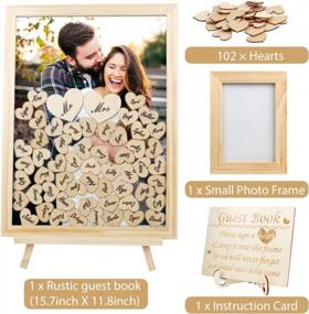 img 3 attached to OurWarm Wooden Picture Frame Guest Book: 80 Blank Hearts Drop Top Frame for Weddings, Anniversaries, and More!