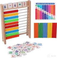 tomlive preschool learning toy: wooden abacus for kids math with 10-row wooden frame, multi-color beads, counting sticks, 1-100 number alphabet cards - montessori toddler toys & gift for ages 3-6 years логотип