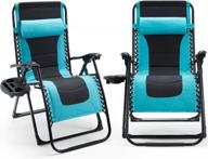 2-pack 400lb capacity zero gravity chairs w/ armrests, pillow & cup holder - perfect for poolside or beach lounging! logo