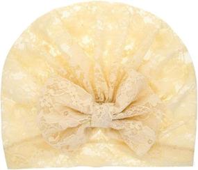 img 1 attached to 🎀 Lace Bow Headband Turban: Stylish Lace Beanie Cap for Baby Girls - JBC18