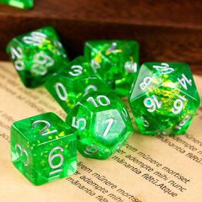 img 3 attached to UDIXI Polyhedral 7-Die D&D Dice Set - Perfect For Dungeons & Dragons, MTG, Pathfinder & Board Games (Green/Silver)