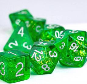 img 1 attached to UDIXI Polyhedral 7-Die D&D Dice Set - Perfect For Dungeons & Dragons, MTG, Pathfinder & Board Games (Green/Silver)
