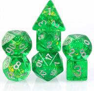 udixi polyhedral 7-die d&d dice set - perfect for dungeons & dragons, mtg, pathfinder & board games (green/silver) logo