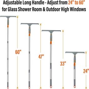 img 2 attached to 🧹 XUCAI Extendable Window Squeegee & Scrubber Kit: Pro-Grade 12" Squeegee, 11" Scrubber, Long 59" Handle, 2 Microfiber Pads, Extra Cleaning Cloth