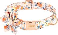 cute dog collar with flower for female dog, puppy, adjustable floral pattern collar with metal buckle for small medium large dogs - orange flower (size: s) logo