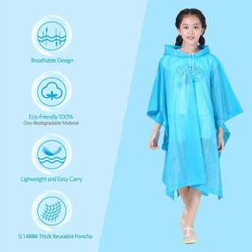 img 2 attached to 2 Pack HLKZONE Kids Raincoat: Reusable EVA Rain Poncho For Boys & Girls 6-13 Years Old