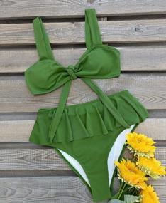 img 2 attached to High-Waisted Ruffle V-Neck Swimsuit Set For Women: Two-Piece Swimwear Ideal For Active Lifestyles
