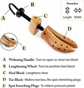 img 3 attached to FootFitter Professional 2-Way Shoe Stretcher - Length & Width Expansion, Durable Metal, Dense Plastic & Wood Construction, Shoe Expander
