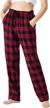 👖 airike women's loose fit open leg pajama bottoms: cotton loungewear sets with comfy lounge bottom, plaid pants featuring pockets logo
