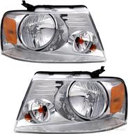 🚘 jsboyat black/chrome housing headlight assembly replacement for 04-08 ford f150 pickup – left & right side pair with chrome & amber accents логотип