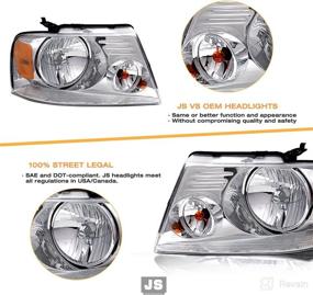 img 1 attached to 🚘 JSBOYAT Black/Chrome Housing Headlight Assembly Replacement for 04-08 Ford F150 Pickup – Left & Right Side Pair with Chrome & Amber Accents