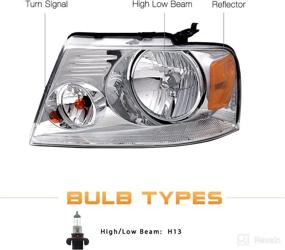 img 3 attached to 🚘 JSBOYAT Black/Chrome Housing Headlight Assembly Replacement for 04-08 Ford F150 Pickup – Left & Right Side Pair with Chrome & Amber Accents